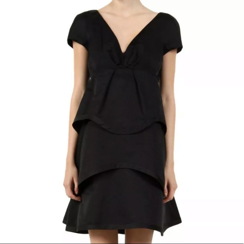 Marc Jacobs Black Silk Tiered Cocktail Dress